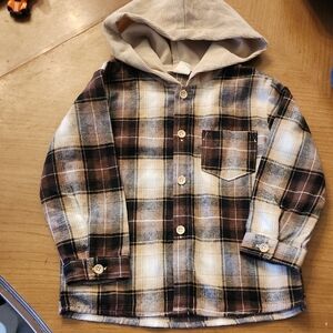 SHEIN Button Down Shirt in Brown and Cream